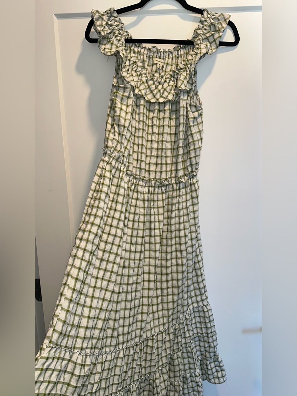 MAX STUDIO Sage Green Midi Dress Ruffle Hem XL NWOT Cottagecore - Picture 3 of 12